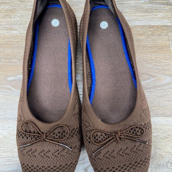 Heawish Brown Crocket Lace Ballet Flat Women's Size 10 - Picture 2 of 6